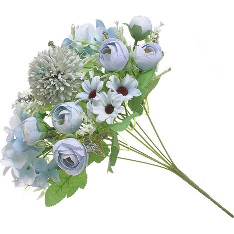 Exquisit realistische künstliche Seidenblume, ideal für Fotografie, Hochzeiten, Innen- und Außendekoration (blau). (1/5)