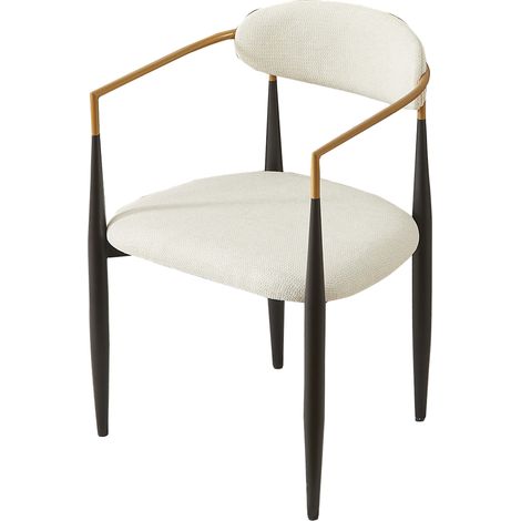 Chaise rembourrée beige avec cadre métallique accent noir et or, lot de 2 (1/5)