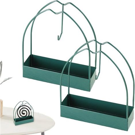 Juego de 2 porta inciensos colgantes en espiral de color verde，Porta inciensos minimalistas de metal con cenicero，para uso interior y exterior (1/5)