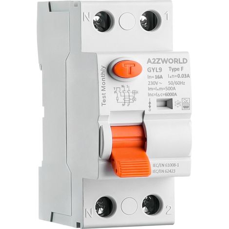 RCCB Interruttore Differenziale Puro Tipo F 1P+N 2M 6000A 30mA AC 230V IP20 IEC61008-1 GYL9, Disponibili 16A 25A 32A 40A 63A (16A)