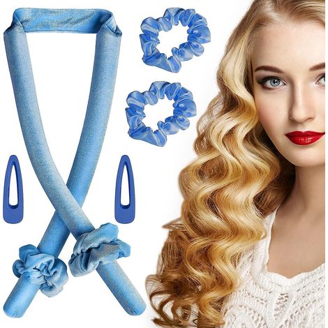 Cheveux Boucle Sans Chaleur(bleu),heatless Hair Curlers Velours Rouleau Cheveux Sans Chaleur Heatless Curling Rod Headband Rouleau  Cheveux Sans (1/5)