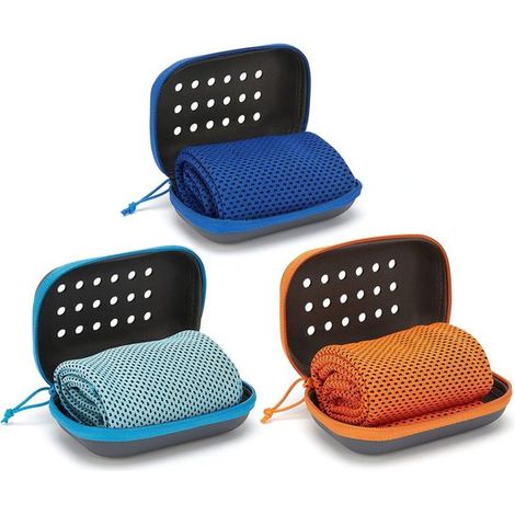 Lot de 3 serviettes rafraîchissantes instantanées avec étui ventilé, 30 x 90 cm, serviette de sport à séchage rapide, idéale pour le fitness, la course à pied et le yoga, respirante et compacte. (1/5)