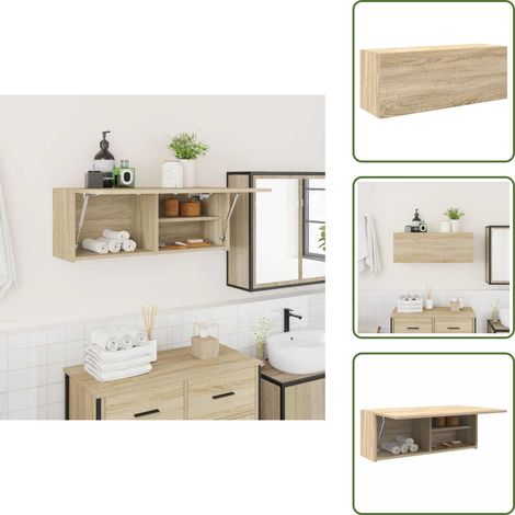 Sonoma-Eiche - vidaXL Bad-Wandschrank Sonoma-Eiche 80x25x30 cm Holzwerkstoff - Holzwerkstoff