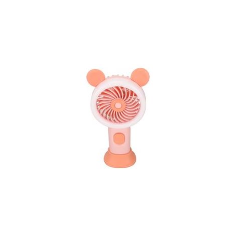 Ventilateur portable à 3 vitesses réglables, rechargeable par USB, avec poignée ergonomique et mini ventilateur à main et lumière éblouissante pour enfants et étudiants (rose). (1/5)