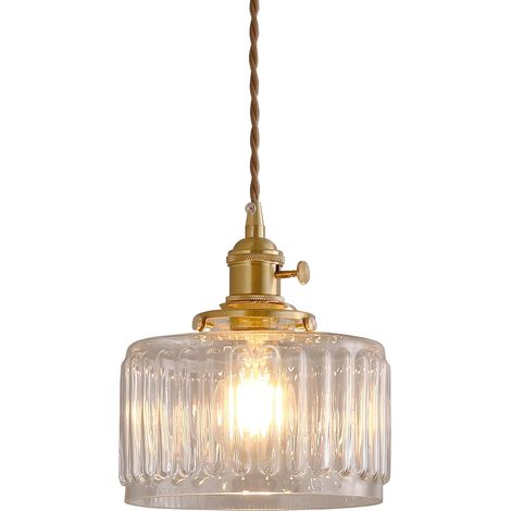 Moderne LED Pendentif Lumière Déco Créatif Lustres Plafonniers Le salon Chambre Lampe de chevet Verre Abat-jour Laiton Lampe Douille Lumières Suspendues 1×E27 Ø17CM (Transparent, Verre) (1/5)