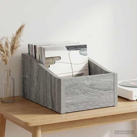 vidaXL LP Record Box Grey Sonoma 23 x 33 x 16 cm Engineered Wood (1/5)