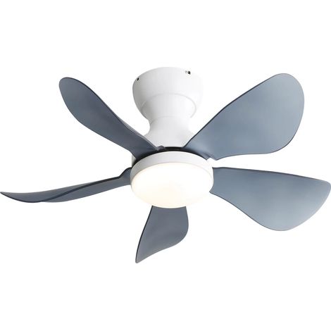 Ventilateur de plafond blanc 29 pouces encastré 5 pales ABS transparentes éclairage LED 18W moteur DC réversible économe énergie.