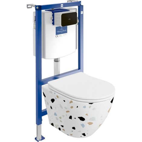 VILLEROY&BOCH WC Set mit Vorwandelement, Wand-WC und Spülknopf (1/5)
