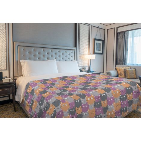 Copriletto estivo made in Italy 100% cotone piquet singolo matrimoniale piazza e mezza diverse fantasie Happycat Arancio - 2 Piazze