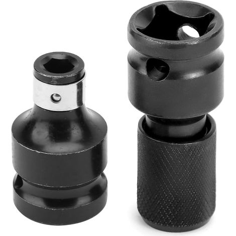 Adaptateur de clé à Chocs 2 pièces 1/2 à 1/4 Pouce, Embout et Accessoires, Porte-Embout en Acier Haute dureté, Embouts, Compatible avec clé à cliquet à Chocs (1/5)
