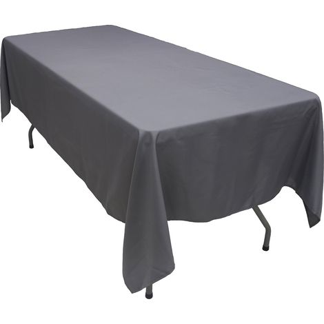 1 Nappe Rectangulaire, Polyester, 150x300 cm, Anthracite, Sans Couture, Bord Ourlé, Pour Mariage