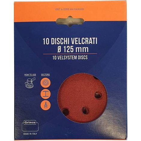 DISCO ABRASIVO VELCRO 8 FORI D 125 MM GR  40 CF 10