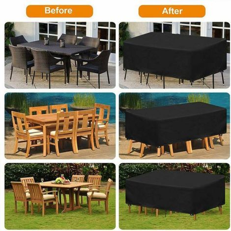 Housse De Protection - Table Et Chaise De Jardin - Tissu Oxford Impermeable - Extérieur - 180x100x80 Cm (1/4)