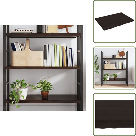 Wandregal Dunkelbraun 80x60x(2-4) cm Massivholz Eiche Behandelt - Wandregal - Eichendielen - Holzmöbel - Rustikal - Wohnraum Dekoration (1/5)