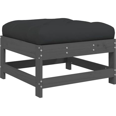 Maison Exclusive - Gartenhocker mit Kissen Grau Massivholz Kiefer