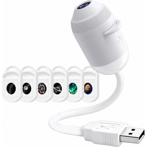 Projecteur veilleuse holographique 5D – USB plug and play avec 6 films – col de cygne flexible 360° – pour chambre et voiture (1/5)