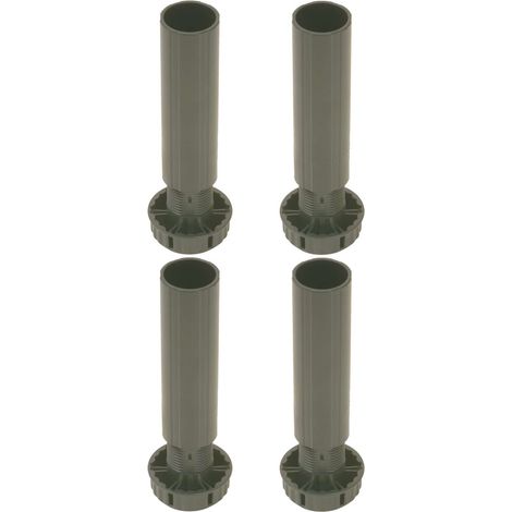 4x Pied de meuble cuisine vérin hauteur réglable 100 mm (-12, +28 mm) Ø 31,3mm plastique universel (1/3)