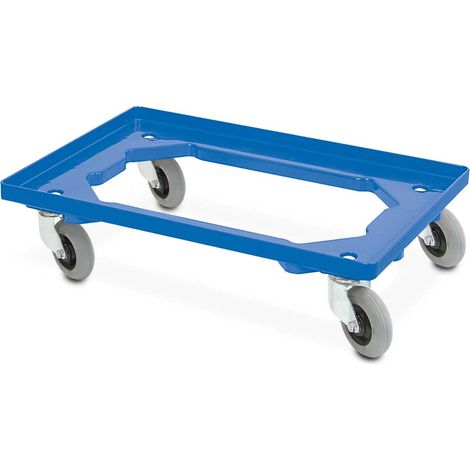 BRB Flüster-Roller für Behälter 600x400 mm, blau, offenes Deck, 250 kg Tragkraft