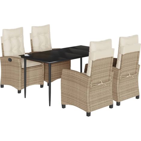vidaXL Set da Pranzo da Giardino 5 pz con Cuscini Beige in Polyrattan (1/5)