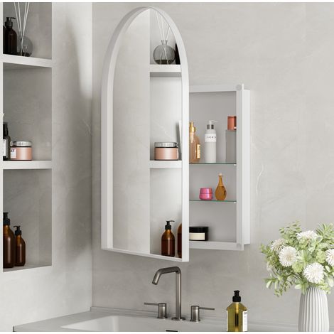 Mobile bagno con specchio ad arco incassabile, 91 x 61 x 12 cm, bianco DESVIAE (1/5)