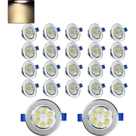 Spot LED Encastrable - - Lot de 20 - 3W - Blanc Froid - Installation Facile (1/4)