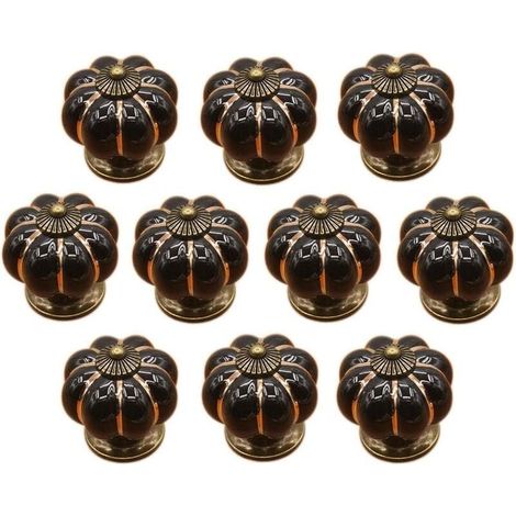 10 Pcs Boutons de tiroir en céramique bouton de meuble pour tiroirs et placards de cuisine (Noir) (1/5)