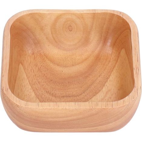 Saladier en Bois, Saladier Carré Rustique Fabriqué à la Main, Bol de Service en Bois de Caoutchouc Naturel pour Salade, Fruits, Légumes(12.5cm) (1/5)