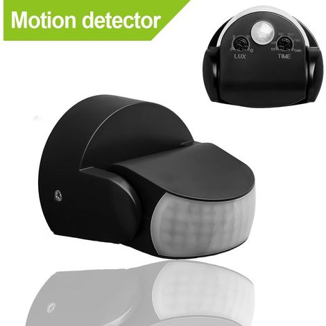 Détecteur de mouvement extérieur IP65 orientable 180°/360° – Capteur infrarouge 12m – Installation murale/plafond – Capteur crépusculaire (1/5)