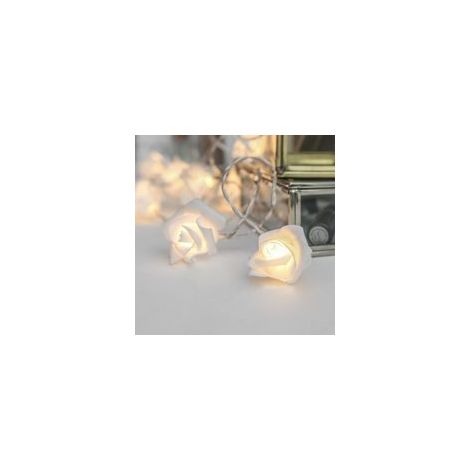 Guirlande lumineuse LED roses blanches – 2 m, sur secteur 20 fleurs blanc chaud Décoration Tumblr pour : chambre de fille, mariage, coiffeuse Guirlande lumineuse roses (1/5)