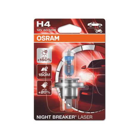 NIGHT BREAKER® LASER NEXT GENERATION - H4 - Jusqu'à 150% de lumière en plus, 20% plus blanche - Portée jusqu'à 150m - BLISTER : 1 - OSRAM - 64193NL-01B (1/4)