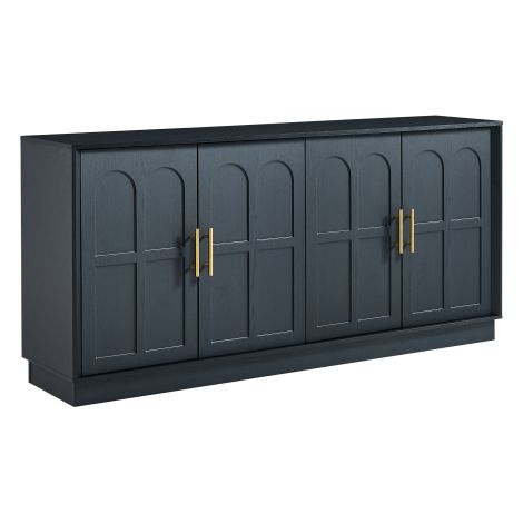 Grand meuble de rangement noir vitrine design 169 cm pour salon et entrée