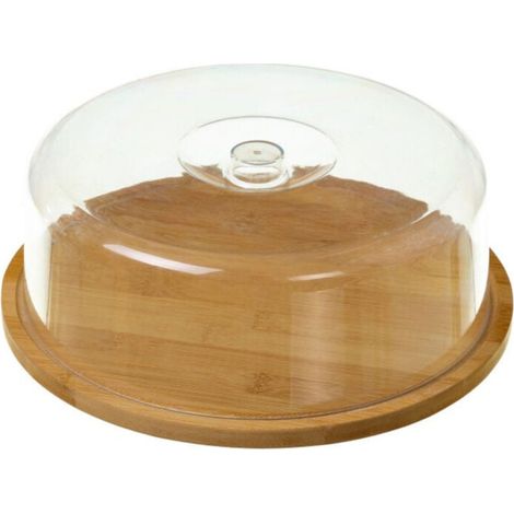 Plateau Fromage Bambou Rond et Cloche Acrylique (1/4)