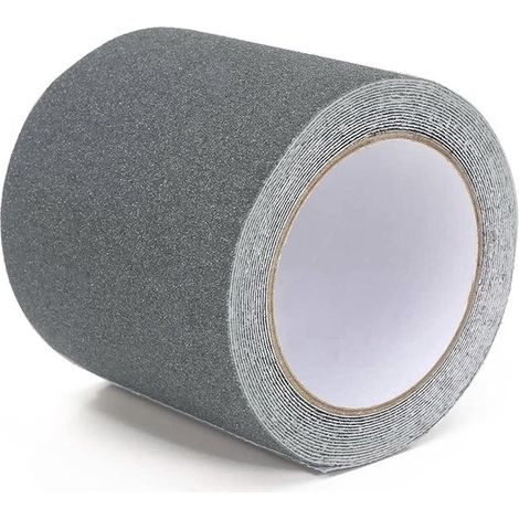 Bandes antidérapantes pour escaliers - Ruban adhésif - Imperméable - Usage intérieur et extérieur - 5 m x 10 cm - Gris (1/5)