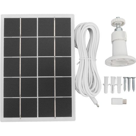 Panneau de charge solaire pour caméra avec support 3W 5V en silicium monocristallin Type C sécurité pour appareils Android blanc. (1/5)