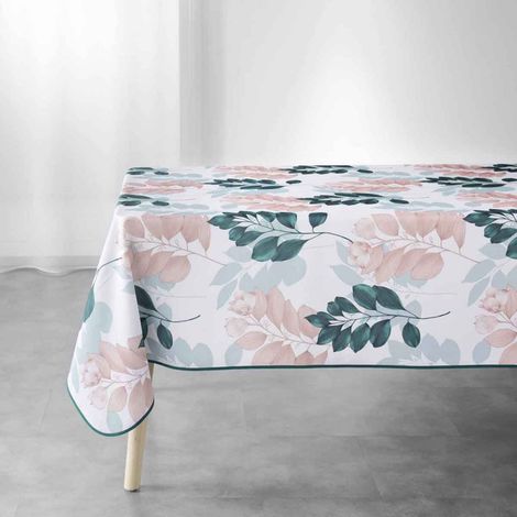 Nappe Imprimée "Belline" 150x240cm Blanc & Émeraude (1/3)