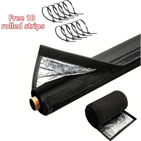 Housse d'isolation à 3 couches pour tuyaux en cuivre CVC, manchon isolant flexible pour conduites de cuivre, housse d'extérieur en tissu Oxford 600D (78.7 x 10,63 pouces) avec 10 sangles de fixation. (1/5)