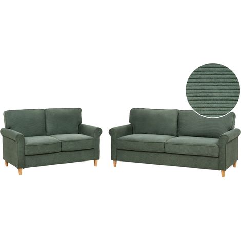 Set da Salotto 5 Posti in velluto a coste verde scuro Struttura in Legno Molle Insacchettate Ronneby (1/5)