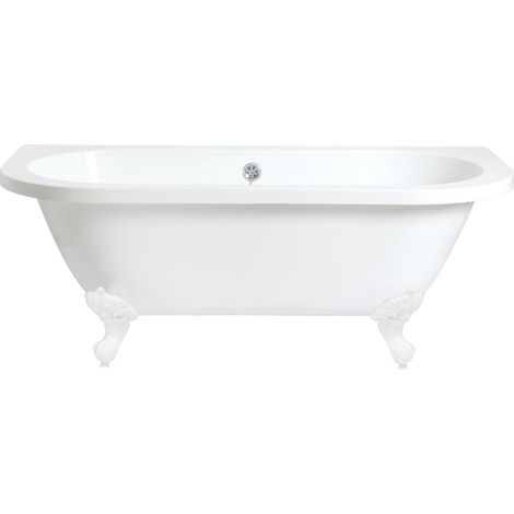 Milano Richmond White 1685mm x 780mm Bathroom Double Ended Freestanding Roll Top Bath with Feet - White Ball & Claw Feet