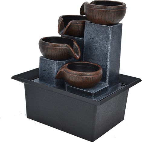 Tischbrunnen mit gelber LED-Beleuchtung, entspannende Feng-Shui-Dekoration für den Schreibtisch, EU-Stecker, 220–240 V Wechselstrom (1/5)