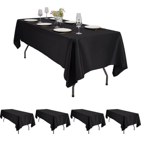 4er-Set Tischdecken Schwarz 153x260 cm, Polyester, Wasserabweisend, Waschbar