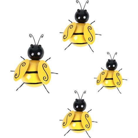 Décoration Murale Pièce Décorative Artistique Chic Lot de 4 Pièces Abeille Jaune Style Naturel et Créatif pour Chambre ou Salon (1/5)