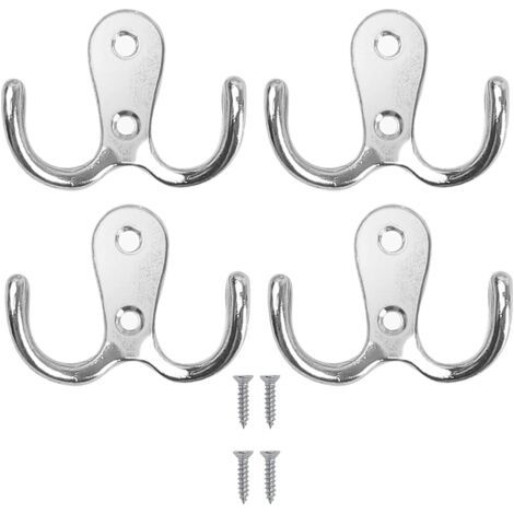 Set di 4 ganci a doppia punta per cappotti, accappatoi, vestiti, asciugamani, cucina (argento) (1/5)