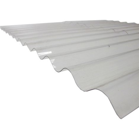 Plaque polycarbonate ondulée translucide (PO 76/18 - petite onde) - Coloris - Translucide, Largeur totale de la plaque - 90cm, Longueur totale de la plaque - 3m