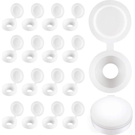 Cache-vis à Charnière en Plastique Plier les Couvercles à Vis Laveuse Flip Tops Blanc (1/4)