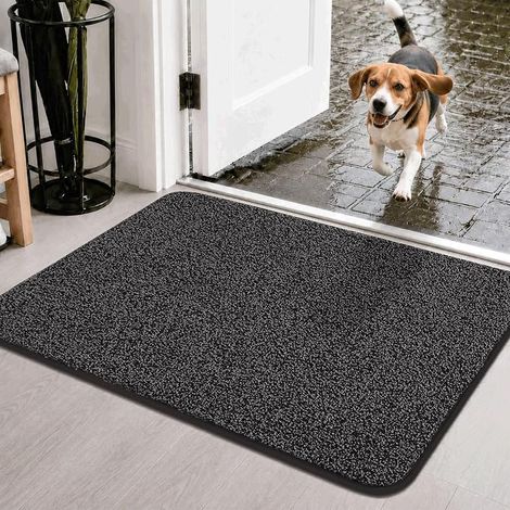 Tapis d'Entrée Extérieur Antidérapant Lavable, Tapis Absorbant pour Chiens, Doux et Pratique, Idéal pour Entrées, Couloirs et Chiens, Noir, 50 x 80 cm (1/5)