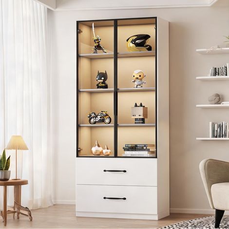 Vitrine LED 60 x 40 x 160 cm avec portes en verre trempé (1/5)