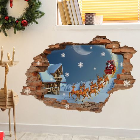 Adesivo murale 3D effetto "strappa il muro", ideale per la cameretta dei bambini, autoadesivo, per decorare la casa (4060 cm), 2 fogli. (1/2)