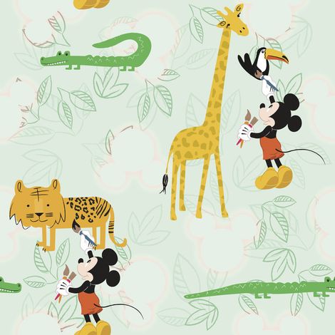 Papier peint  - Mickey Doodle Zoo - Rouleau: 53 x 1005 cm