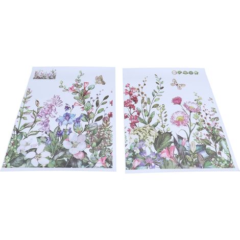 Lot de 2 stickers muraux autocollants à motifs de plantes et de fleurs pour salon ou mur TV (1/5)