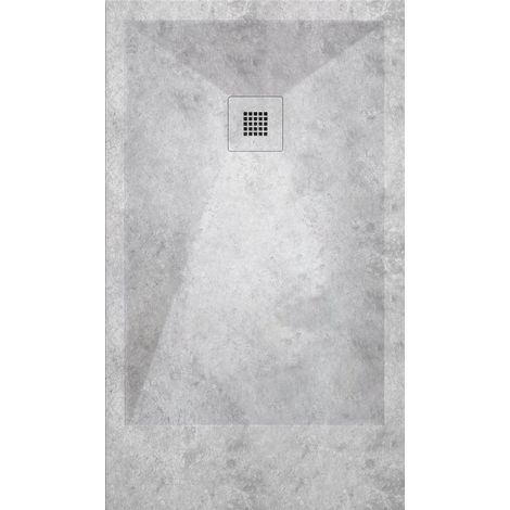 Mineralguss-Duschwanne extra flach DEKOR CEMENTO Betongrau 90x90 cm